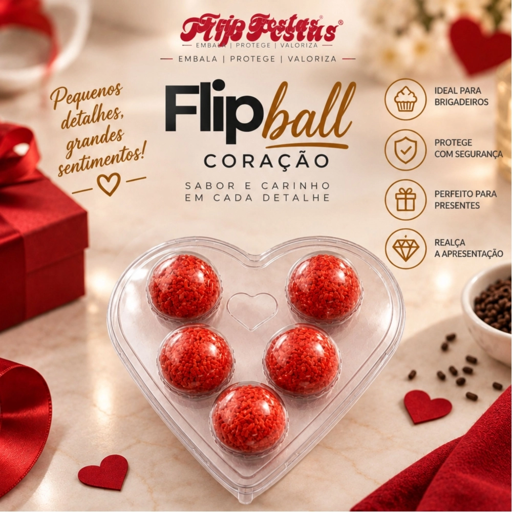 Flipball Coração 05 Cavidades 24x05un - OURO