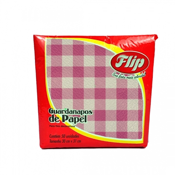 Guardanapo 30x31cm - 12x50un - XADREZ PINK
