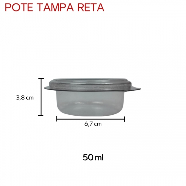Pote com Tampa Reta 50ML 20x20un - CRISTAL