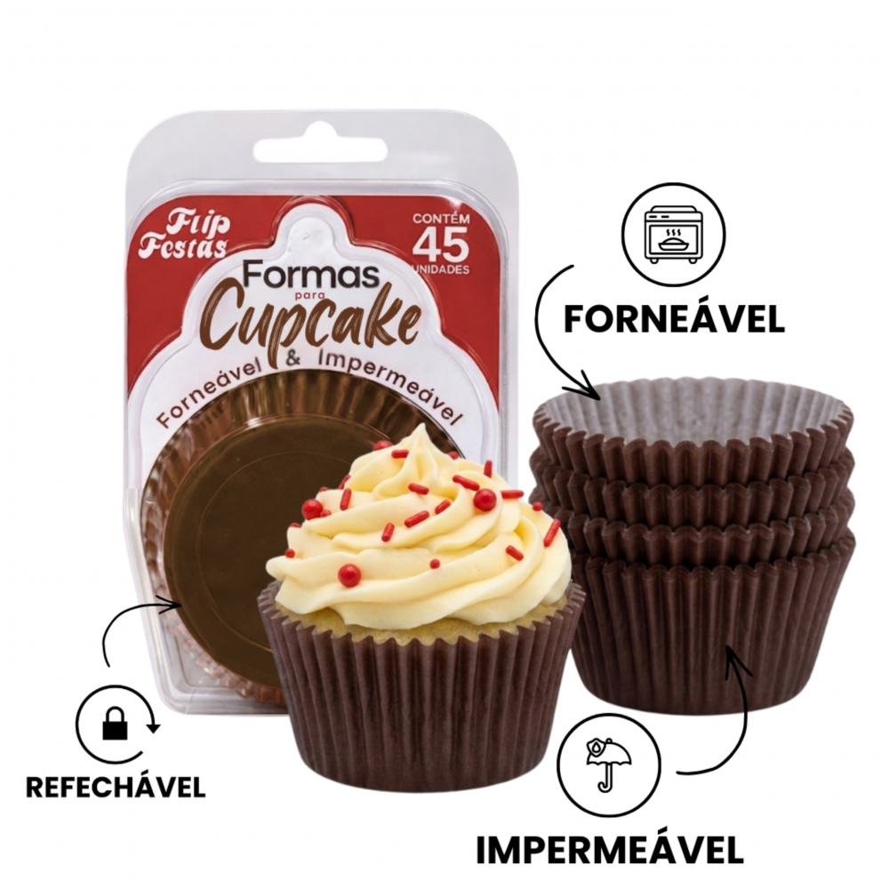 Forma para Cupcake 24x45un - MARROM
