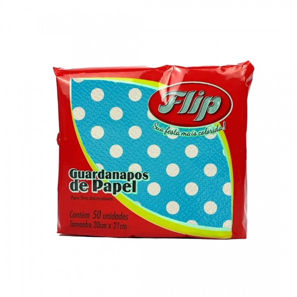 Guardanapo 20x21cm - 30x50un - AZUL CLARO POA BRANCO