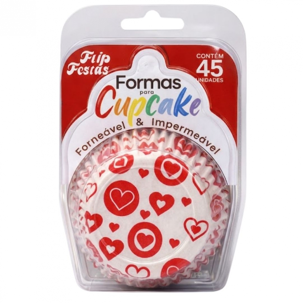 Forma para Cupcake 24x45un - CORAÇÃO