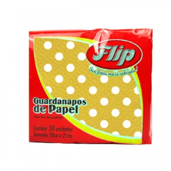 Guardanapo 20x21cm - 30x50un - AMARELO POA BRANCO